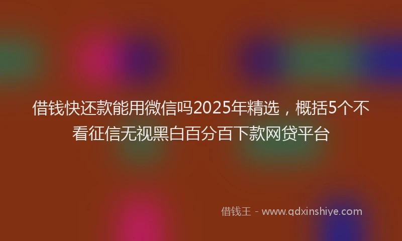 借钱快还款能用微信吗2025年精选，概括5个不看征信无视黑白百分百下款网贷平台
