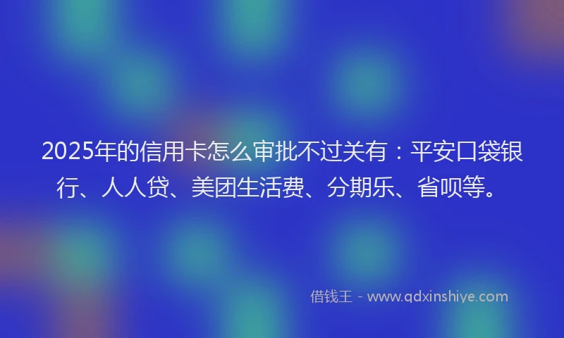 2025年的信用卡怎么审批不过关有：平安口袋银行、人人贷、美团生活费、分期乐、省呗等。