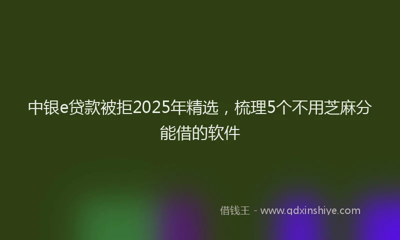 中银e贷款被拒2025年精选，梳理5个不用芝麻分能借的软件