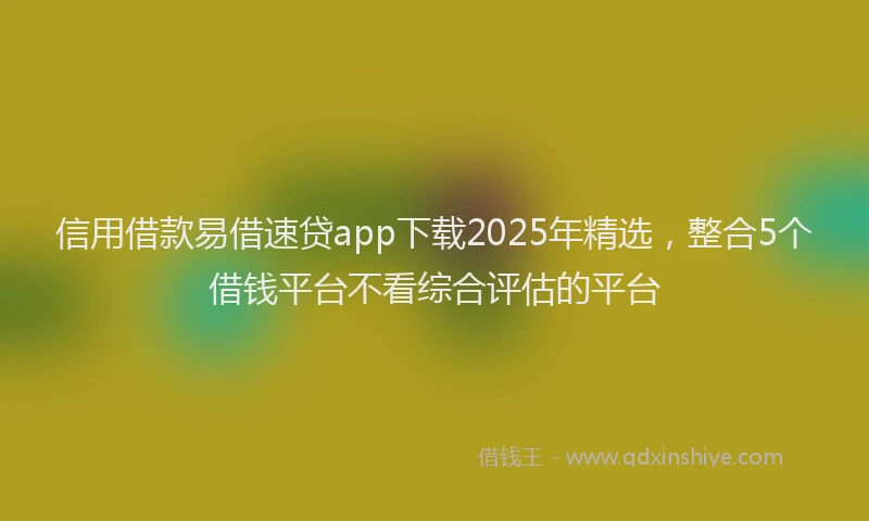信用借款易借速贷app下载2025年精选，整合5个借钱平台不看综合评估的平台