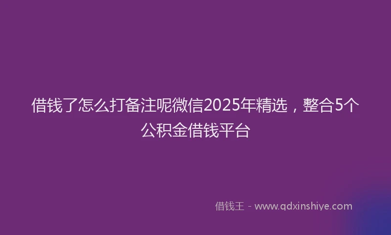 借钱了怎么打备注呢微信2025年精选，整合5个公积金借钱平台