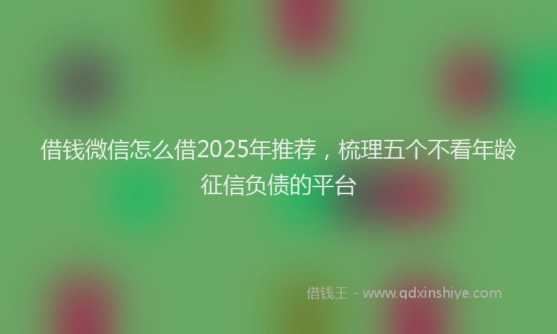 借钱微信怎么借2025年推荐，梳理五个不看年龄征信负债的平台