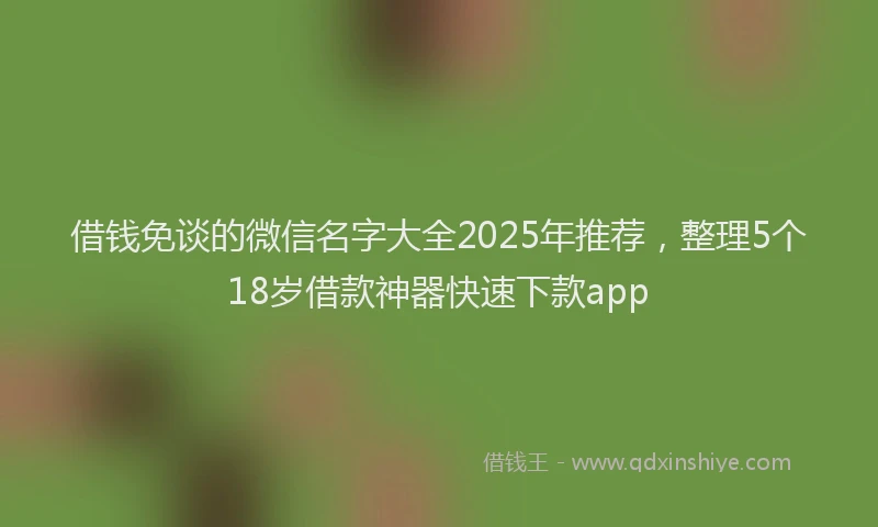 借钱免谈的微信名字大全2025年推荐，整理5个18岁借款神器快速下款app