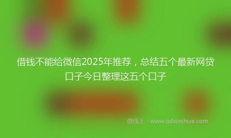 借钱不能给微信2025年推荐，总结五个最新网贷口子今日整理这五个口子
