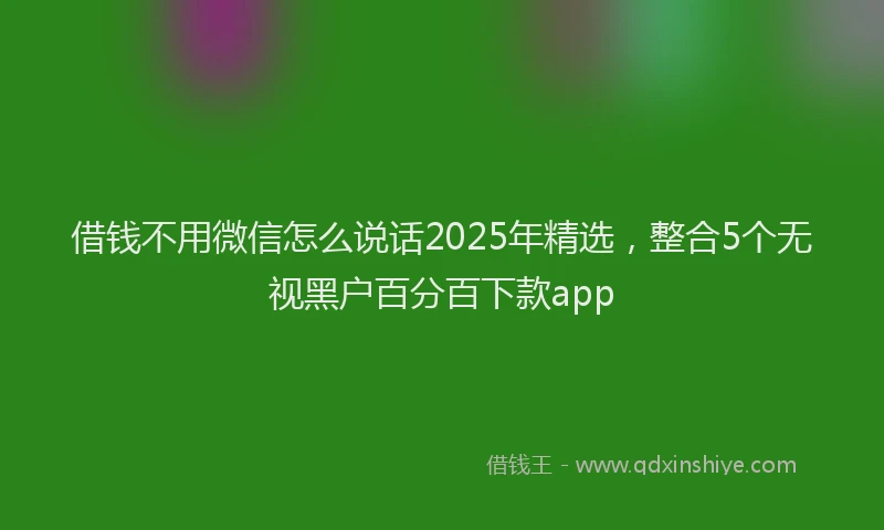 借钱不用微信怎么说话2025年精选，整合5个无视黑户百分百下款app