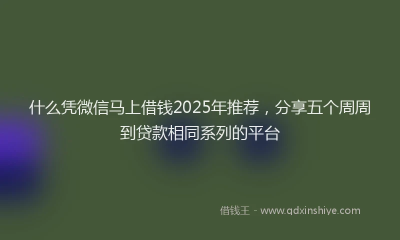 什么凭微信马上借钱2025年推荐，分享五个周周到贷款相同系列的平台