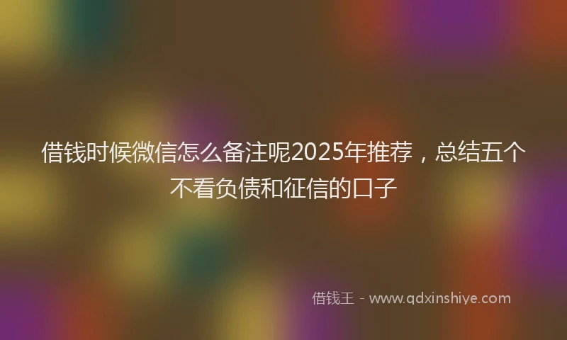 借钱时候微信怎么备注呢2025年推荐，总结五个不看负债和征信的口子