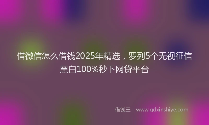 借微信怎么借钱2025年精选，罗列5个无视征信黑白100%秒下网贷平台