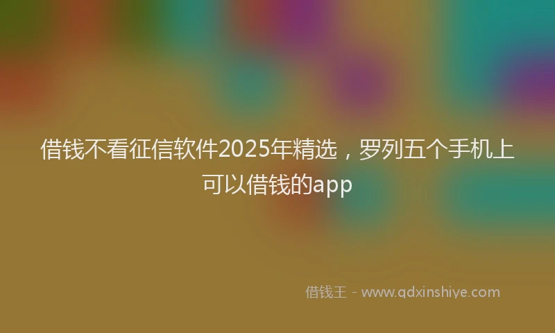借钱不看征信软件2025年精选，罗列五个手机上可以借钱的app