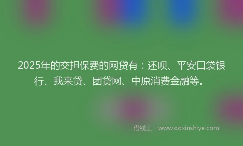2025年的交担保费的网贷有：还呗、平安口袋银行、我来贷、团贷网、中原消费金融等。
