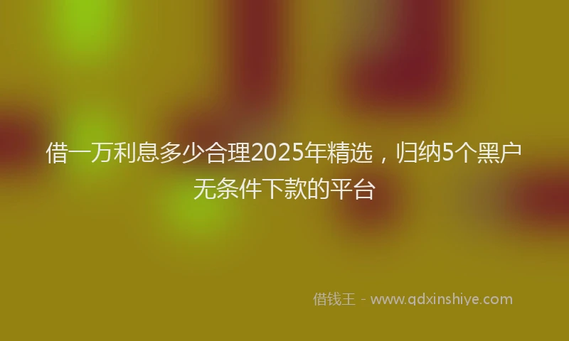 借一万利息多少合理2025年精选，归纳5个黑户无条件下款的平台