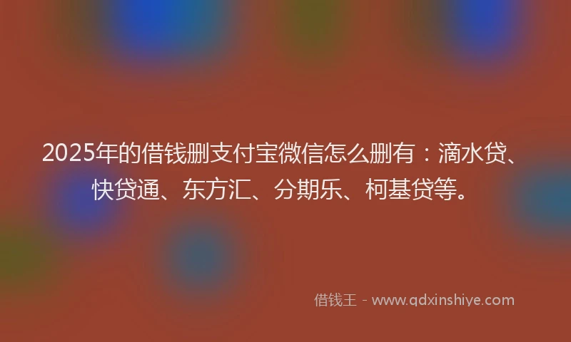 2025年的借钱删支付宝微信怎么删有：滴水贷、快贷通、东方汇、分期乐、柯基贷等。