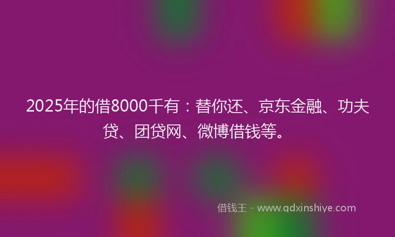2025年的借8000千有：替你还、京东金融、功夫贷、团贷网、微博借钱等。