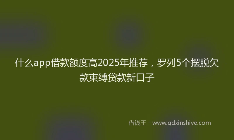 什么app借款额度高2025年推荐，罗列5个摆脱欠款束缚贷款新口子