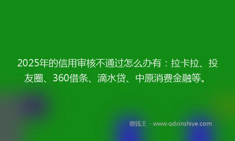 2025年的信用审核不通过怎么办有：拉卡拉、投友圈、360借条、滴水贷、中原消费金融等。