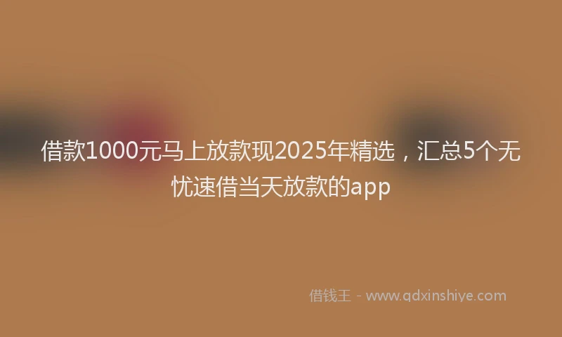 借款1000元马上放款现2025年精选，汇总5个无忧速借当天放款的app