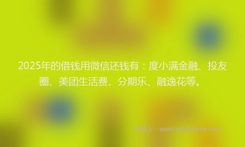 2025年的借钱用微信还钱有：度小满金融、投友圈、美团生活费、分期乐、融逸花等。