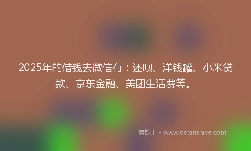 2025年的借钱去微信有：还呗、洋钱罐、小米贷款、京东金融、美团生活费等。