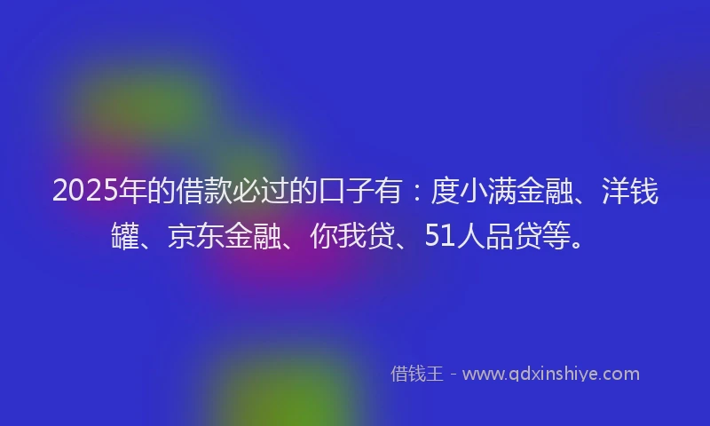 2025年的借款必过的口子有：度小满金融、洋钱罐、京东金融、你我贷、51人品贷等。
