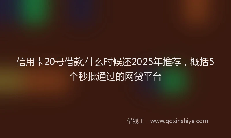 信用卡20号借款,什么时候还2025年推荐，概括5个秒批通过的网贷平台