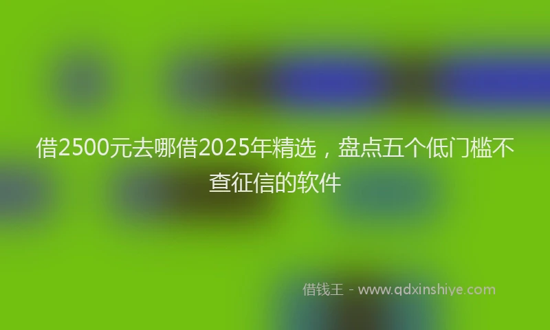 借2500元去哪借2025年精选，盘点五个低门槛不查征信的软件