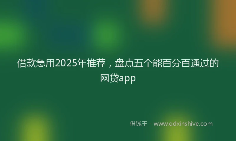 借款急用2025年推荐，盘点五个能百分百通过的网贷app