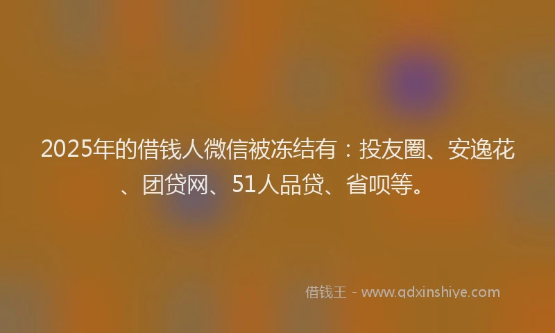 2025年的借钱人微信被冻结有：投友圈、安逸花、团贷网、51人品贷、省呗等。