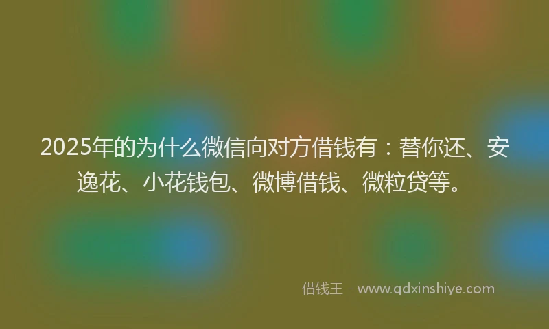 2025年的为什么微信向对方借钱有：替你还、安逸花、小花钱包、微博借钱、微粒贷等。