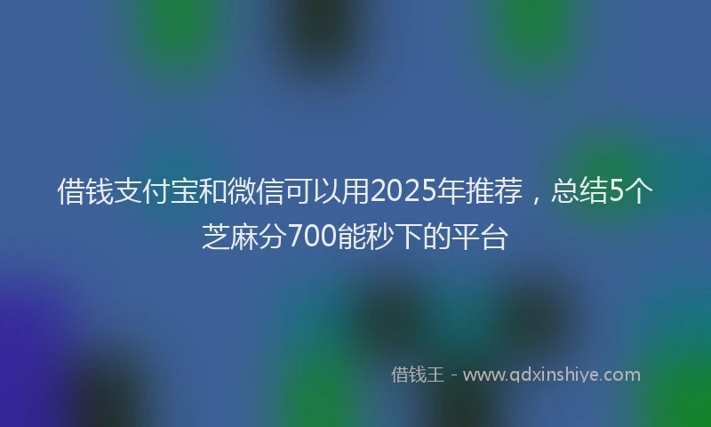 借钱支付宝和微信可以用2025年推荐，总结5个芝麻分700能秒下的平台