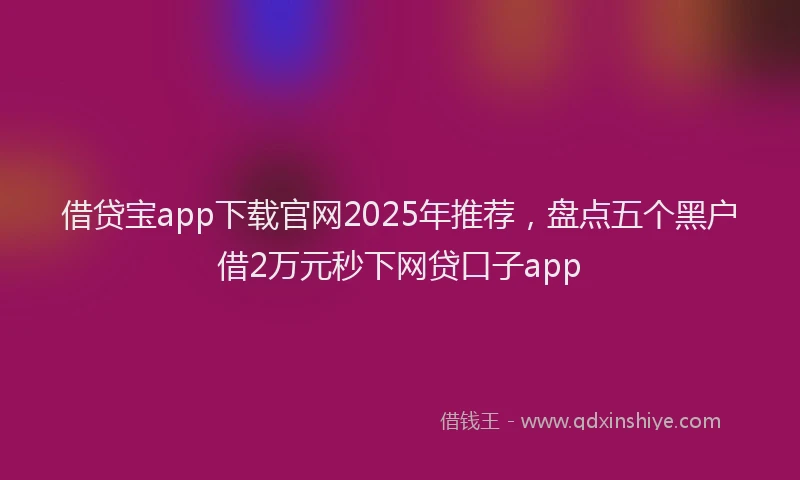 借贷宝app下载官网2025年推荐，盘点五个黑户借2万元秒下网贷口子app