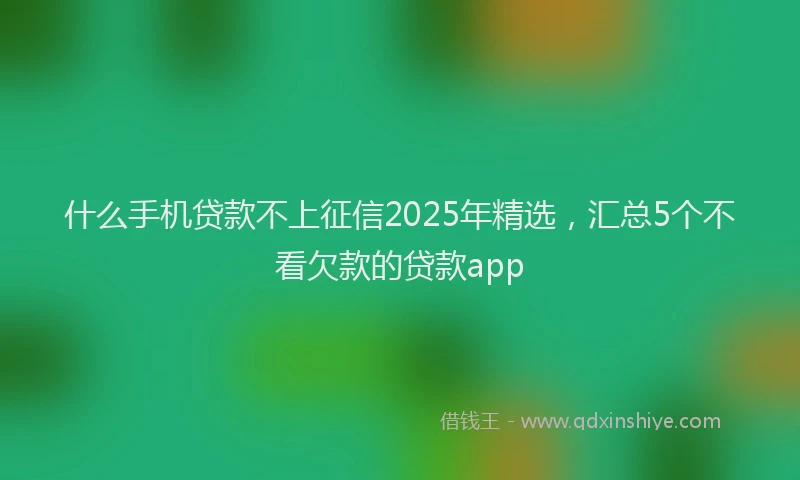 什么手机贷款不上征信2025年精选，汇总5个不看欠款的贷款app