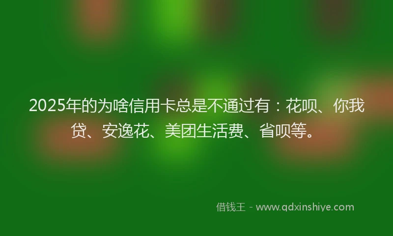 2025年的为啥信用卡总是不通过有：花呗、你我贷、安逸花、美团生活费、省呗等。