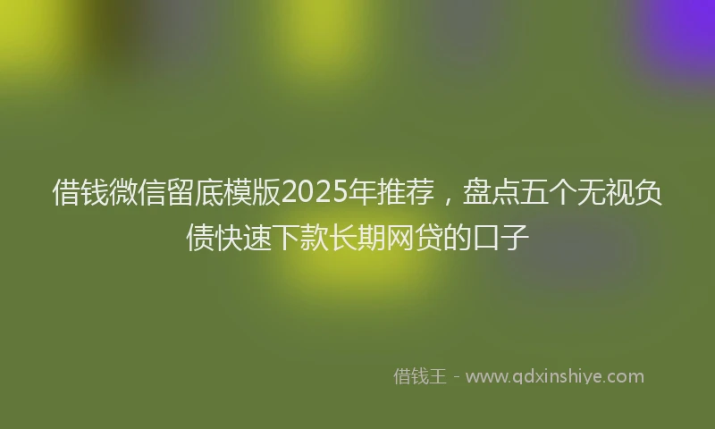 借钱微信留底模版2025年推荐，盘点五个无视负债快速下款长期网贷的口子