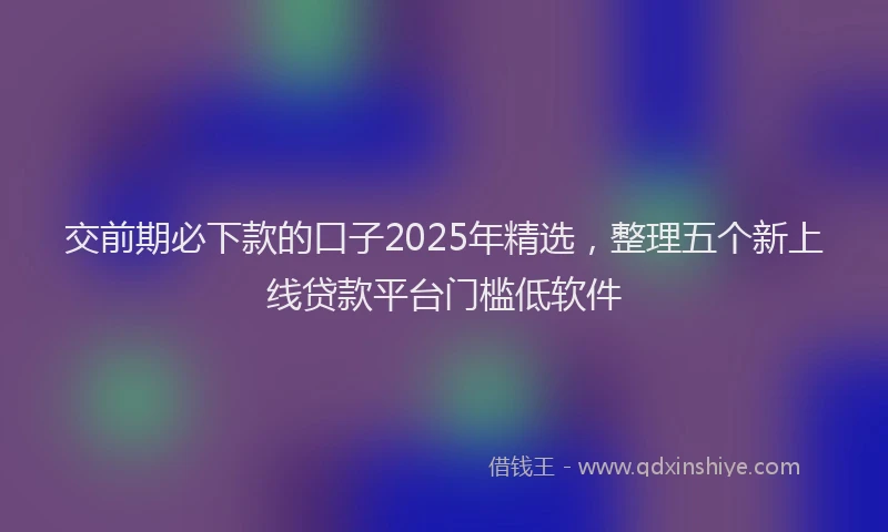 交前期必下款的口子2025年精选，整理五个新上线贷款平台门槛低软件