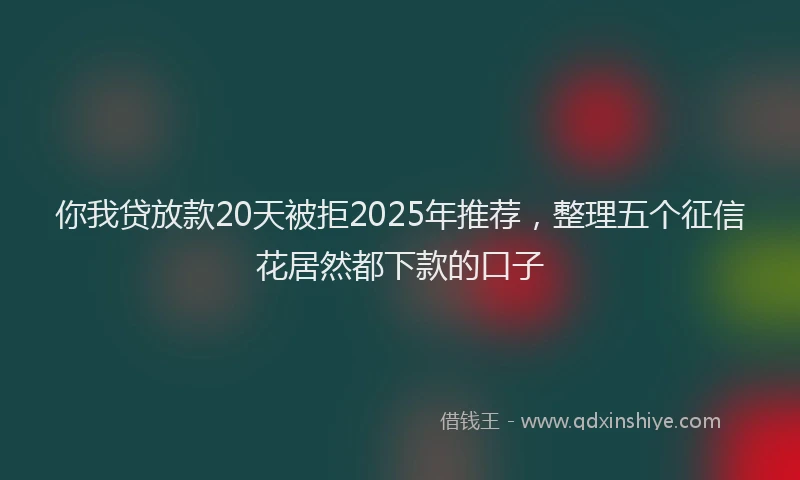 你我贷放款20天被拒2025年推荐，整理五个征信花居然都下款的口子