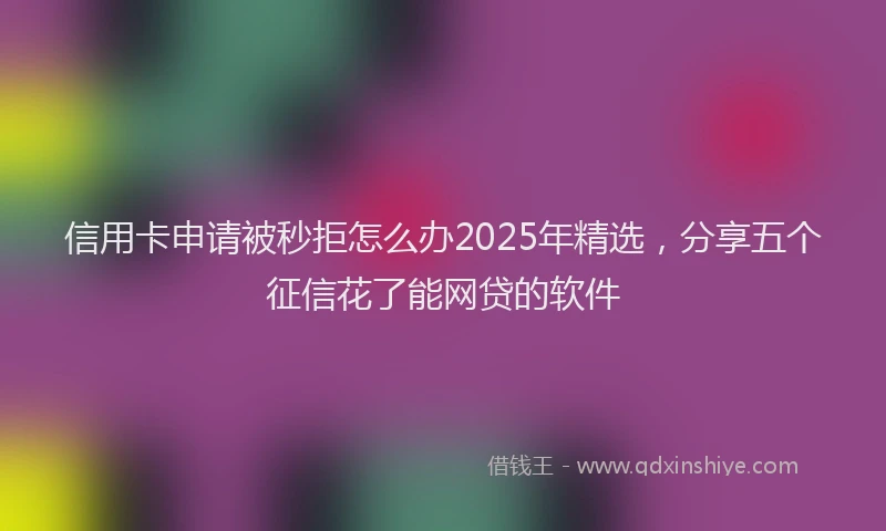 信用卡申请被秒拒怎么办2025年精选，分享五个征信花了能网贷的软件