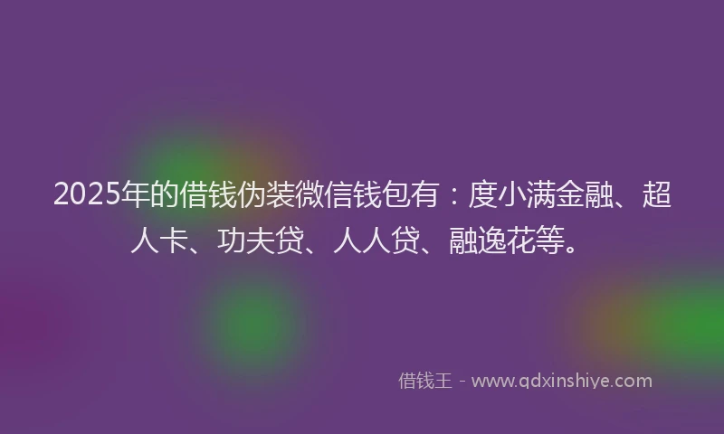 2025年的借钱伪装微信钱包有：度小满金融、超人卡、功夫贷、人人贷、融逸花等。