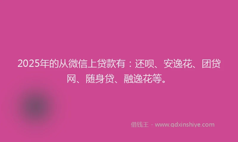 2025年的从微信上贷款有：还呗、安逸花、团贷网、随身贷、融逸花等。