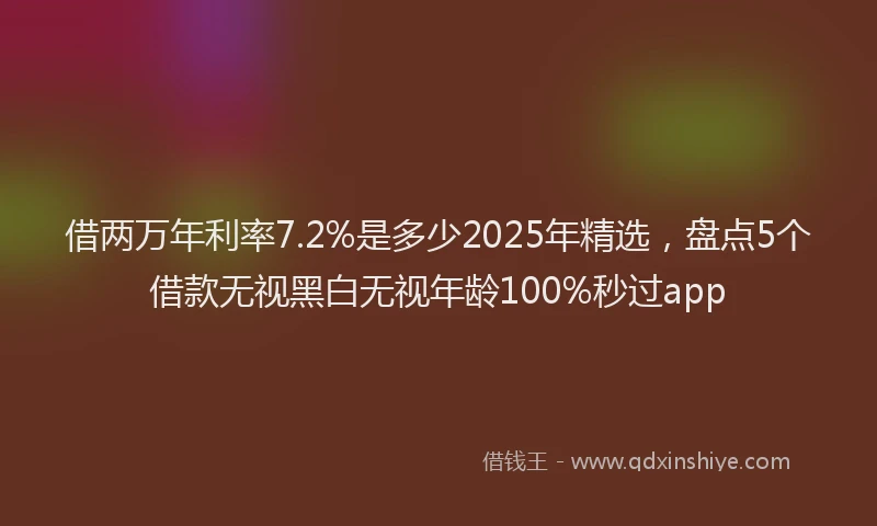 借两万年利率7.2%是多少2025年精选，盘点5个借款无视黑白无视年龄100%秒过app