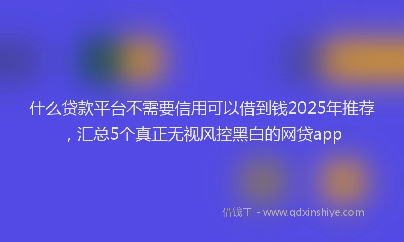 什么贷款平台不需要信用可以借到钱2025年推荐，汇总5个真正无视风控黑白的网贷app