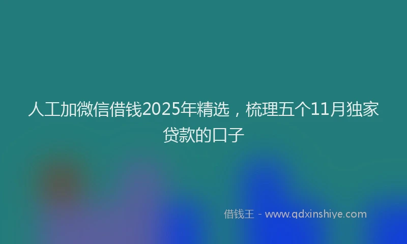 人工加微信借钱2025年精选，梳理五个11月独家贷款的口子