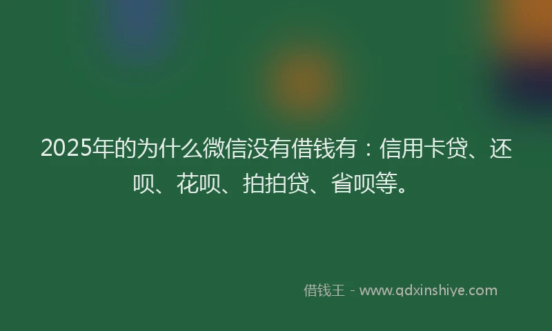 2025年的为什么微信没有借钱有：信用卡贷、还呗、花呗、拍拍贷、省呗等。