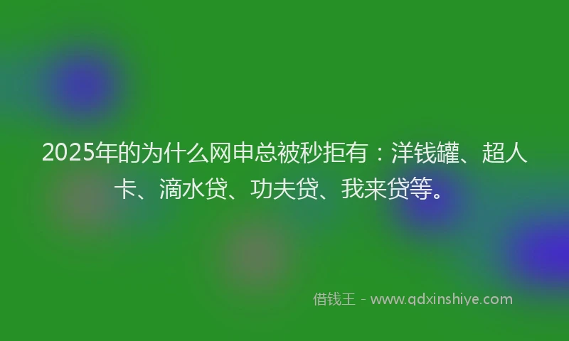 2025年的为什么网申总被秒拒有：洋钱罐、超人卡、滴水贷、功夫贷、我来贷等。