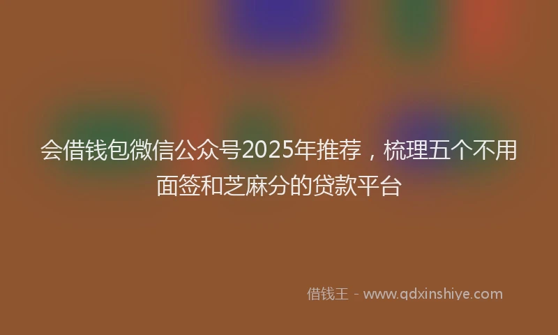 会借钱包微信公众号2025年推荐，梳理五个不用面签和芝麻分的贷款平台