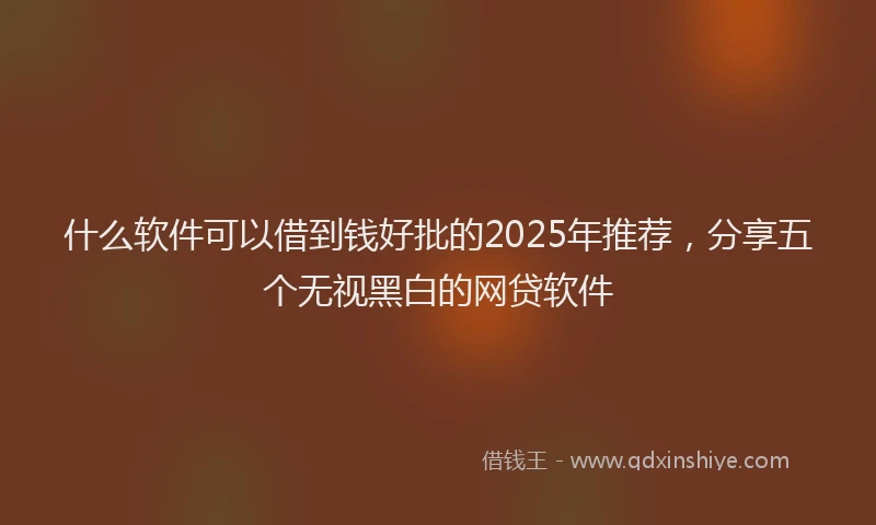 什么软件可以借到钱好批的2025年推荐，分享五个无视黑白的网贷软件