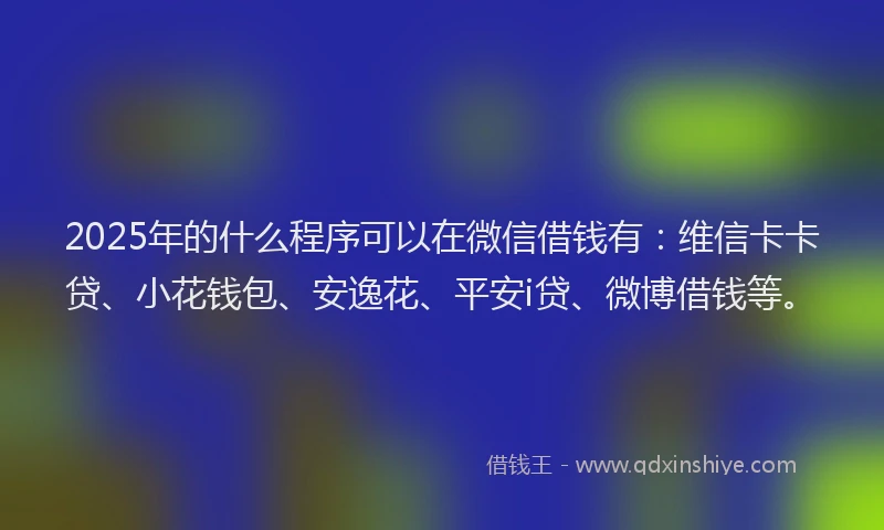 2025年的什么程序可以在微信借钱有：维信卡卡贷、小花钱包、安逸花、平安i贷、微博借钱等。