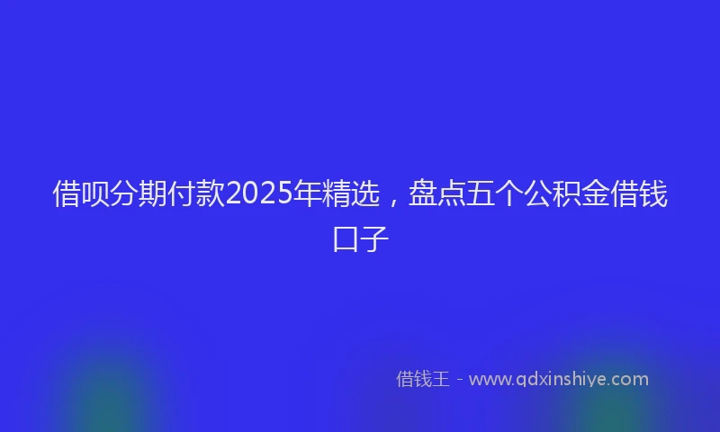 借呗分期付款2025年精选，盘点五个公积金借钱口子