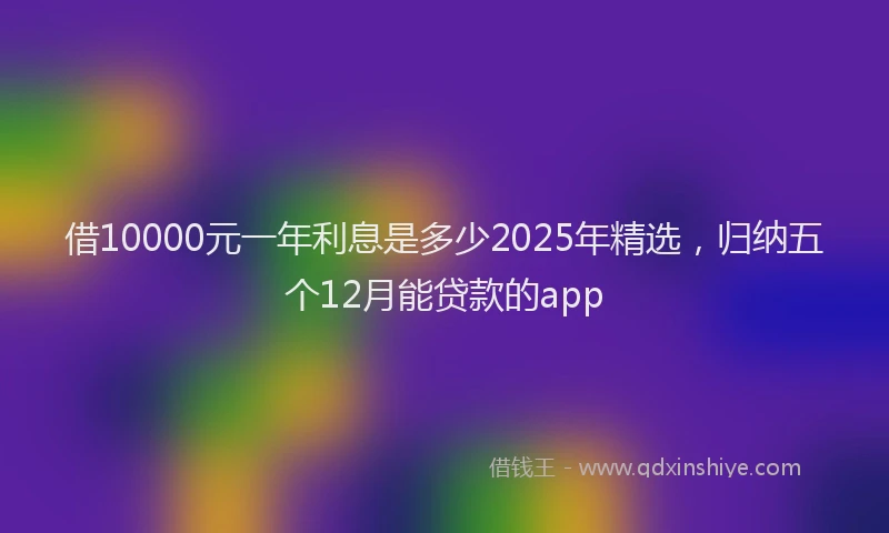 借10000元一年利息是多少2025年精选，归纳五个12月能贷款的app