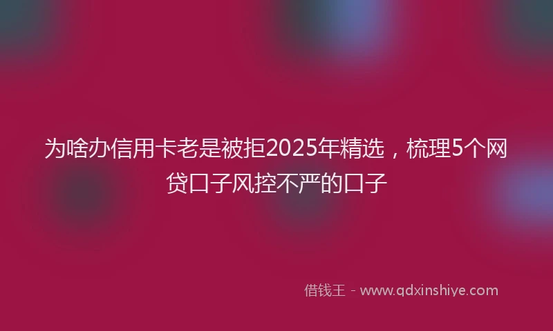 为啥办信用卡老是被拒2025年精选，梳理5个网贷口子风控不严的口子