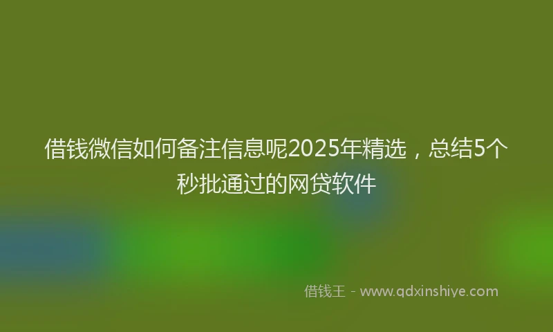 借钱微信如何备注信息呢2025年精选，总结5个秒批通过的网贷软件